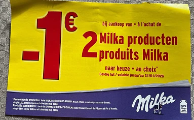 Coupon voor milka chocolade 🍫 gamma aan rek in Delhaize