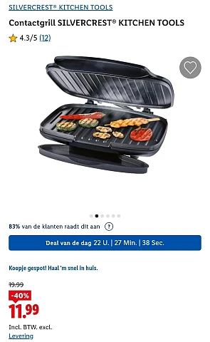 Dagdeal Lidl: Contactgrill voor slechts €11,99