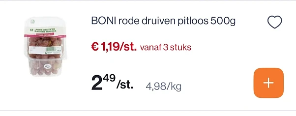 Witte en rode pitloze druiven voor 1,19€/500 gram
