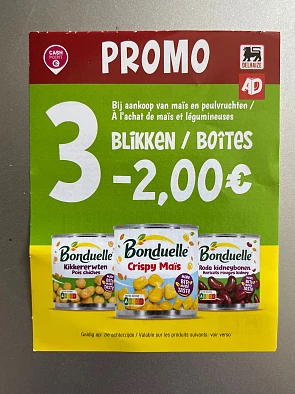 Coupon Bonduelle aan rek in Delhaize