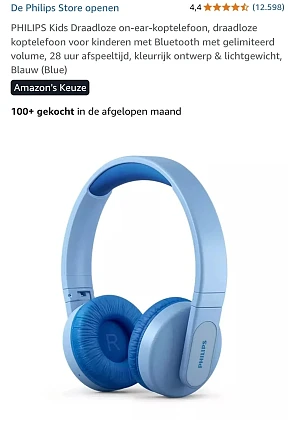 PHILIPS Kids Draadloze on-ear-koptelefoon TAK4206BL/00