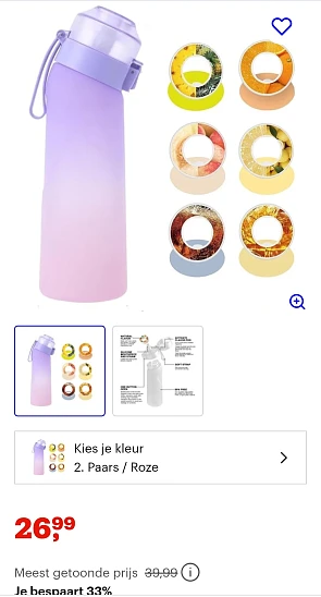 Geurwater drinkfles met 6 pods -33% bij bol.com