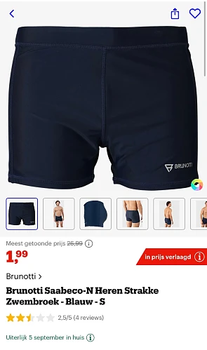Brunotti Saabeco-N Heren Strakke Zwembroek - Blauw - S