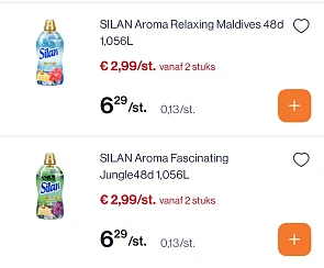 Silan wasverzachter voor 2,99€/stuk