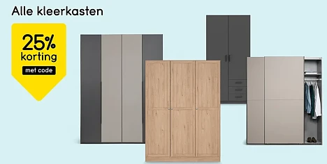 25% korting op alle kleerkasten bij Leenbakker!