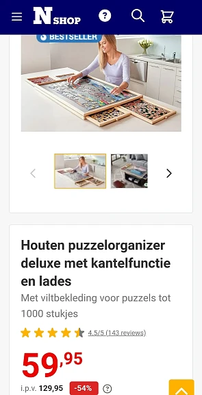 Houten puzzelorganizer met 54% korting op de nieuwsbladshop