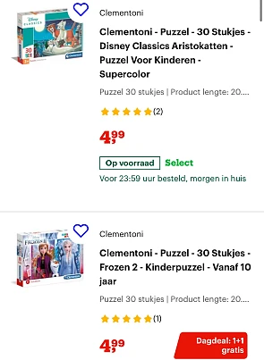 puzzels Clementoni 1+1