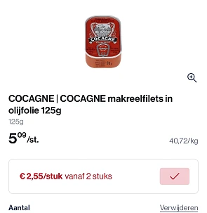 Cocagne makreelfilets in olijfolie 125 gram -50%