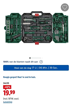 Dagdeal bij Lidl: Gereedschapskoffer 80-delig -42%