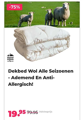 Dekbed wol alle seizoenen -75% op voordeelvanger.nl