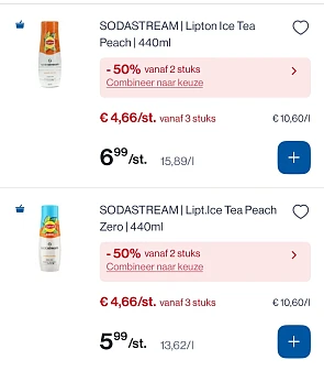 Sodastream siropen -50% + geen servicekosten bij collect en go