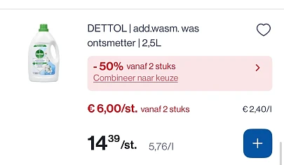 Dettol wasmiddel goedkoper met 50% korting bovenop