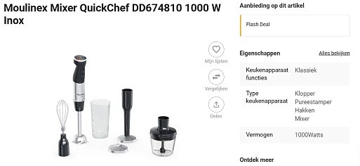 Moulinex Mixer QuickChef -44% bij Fnac
