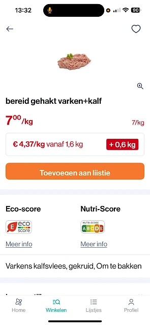 Bereid gehakt varken+kalf