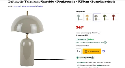 Leitmotiv Tafellamp Querido met flinke korting bij bol