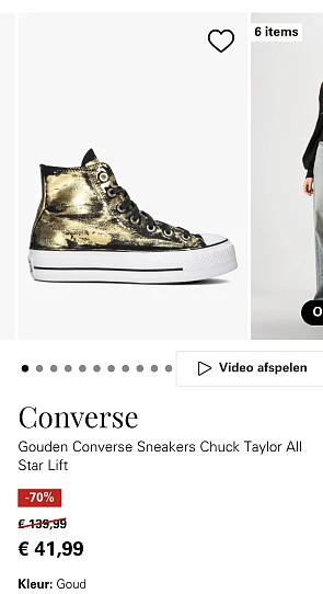 70% Converse goud bij Omoda
