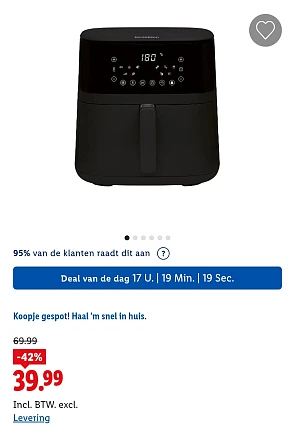 Dagdeal bij Lidl: Airfryer XL -42%