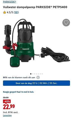 Dagdeal: Vuilwater dompelpomp PARKSIDE -42%