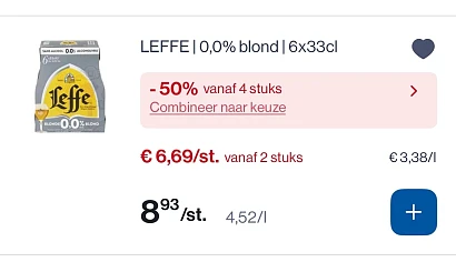 Verschillende Leffe bieren 50% korting bovenop goedkopere prijs