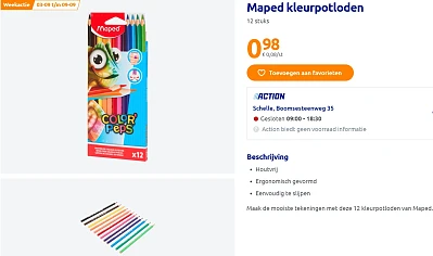 12 Maped kleurpotloden voor maar €0,98 bij Action