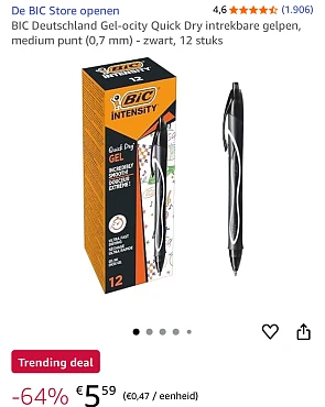 Bic gelpennen -67%