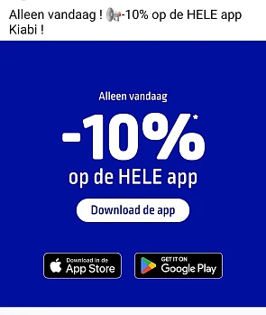 -10% op de hele app enkel vandaag