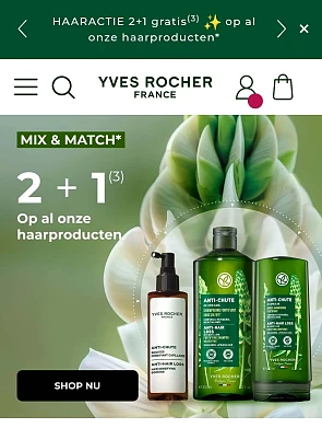 Haaractie bij Yves Rocher 2 + 1 gratis