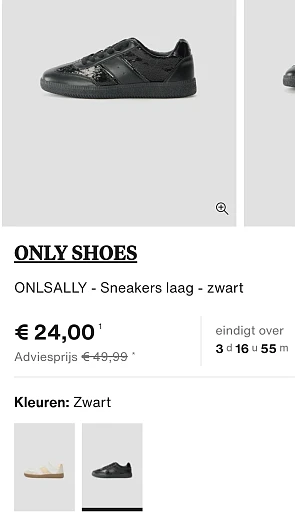 Only lage sneakers in zwart of wit