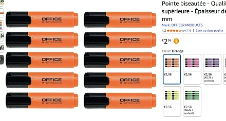10 markeerstiften voor 2,56 bij amazon(meerdere kleuren)