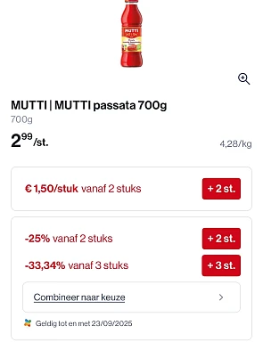 Mutti producten met dubbele korting bij Collect en go