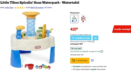 -40% blauwe watertafel Little Tikes bij Bol