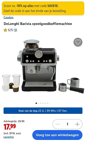 Casdon DeLonghi Barista dagdeal Lidl