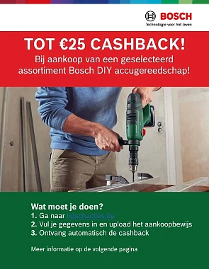 Tot €25 cashback op Bosch DIY accugereedschap