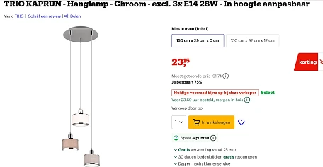 trio kaprijn hanglamp bij bol