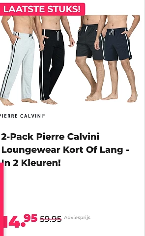 2-pack Pierre Calvini loungewear kort of lang -75%