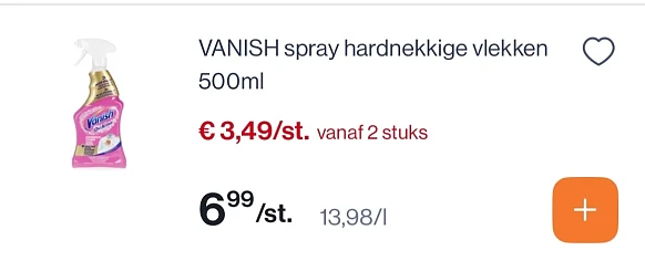 Vanish spray hardnekkige vlekken 500 ml -50% bij Colruyt