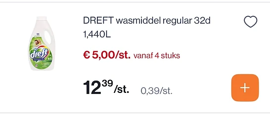 Dreft wasmiddel regular 32 d veel goedkoper
