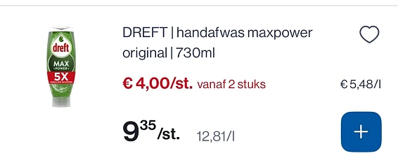 Dreft Max power handafwas original 730 ml veel goedkoper
