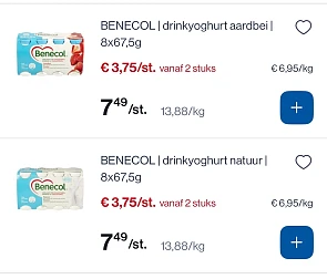 Benecol drinkyoghurt aardbei en natuur -50%