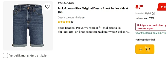 Jack & Jones Rick Original Denim Short Junior