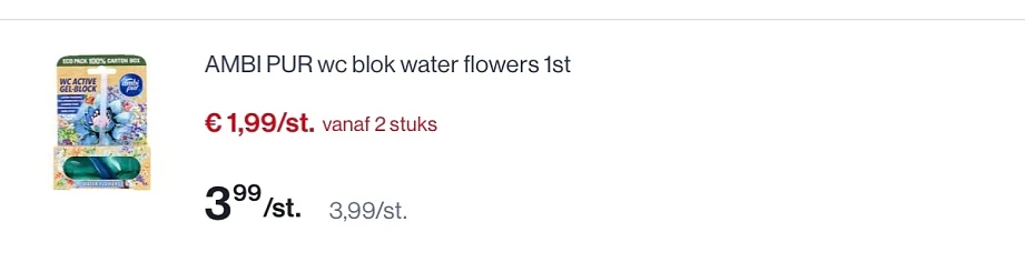Ambi pur wc blok water flowers 1 stuk -50% bij colruyt