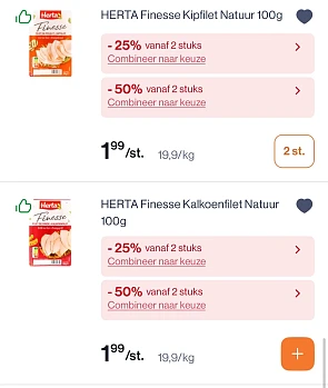 Herta finesse vleeswaren goedkoper met 50% erbovenop