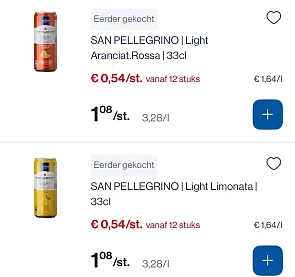 San Pellegrino light blikjes 33 cl -50%