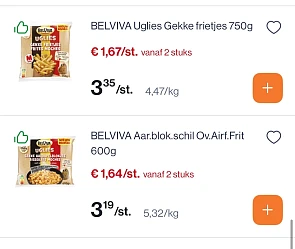 Belviva gekke frietjes en aardappelblokjes -50%