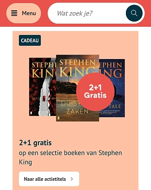 Stephen King boeken 2 + 1 gratis bij standaard boekhandel