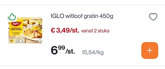 Iglo witloof gratin 450 gram -50%