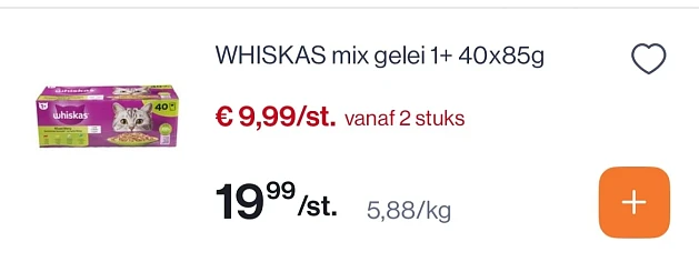Whiskas mix gelei 1+ 40x85 gram -50%