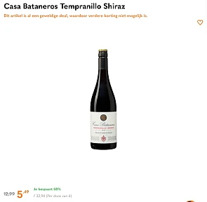 Casa Bataneros Tempranillo Shiraz