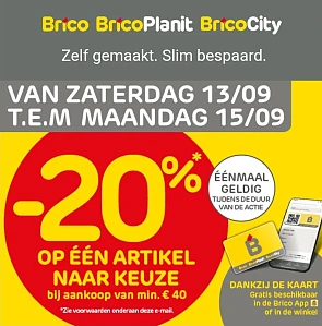 20% korting op een artikel naar keuze bij Brico