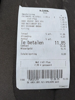 Olijfolie bij Lidl 1 + 1 gratis